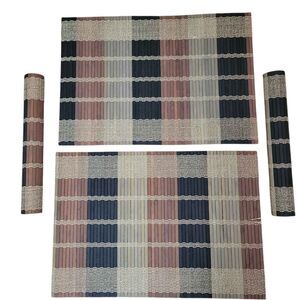 4 Bamboo Placemats MCM Neutral Black Brown Gray Wood